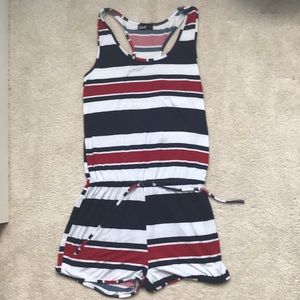 Blue, White. and Red Romper